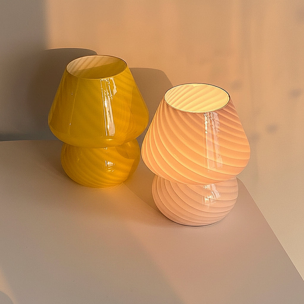 Swirl Glass Mushroom Table Lamp