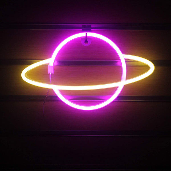 Bedroom Neon Decoration Night Light - saturn ring neon sign pink purple | Lumafye