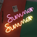 Summer Window LED Modeling Lamp - pink and warm white Summer neon signs color variant comparison bedroom display | Lumafye
