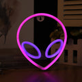 LED Neon Wall Modeling Light - pink purple alien face neon wall lamp glowing in dark room | Lumafye
