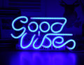 Shaped Acrylic Neon Wall Light - Good Vibes blue neon acrylic sign USB wall hanging bedroom decor | Lumafye