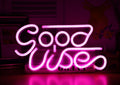 Shaped Acrylic Neon Wall Light - Good Vibes pink neon acrylic sign USB wall hanging bedroom light | Lumafye
