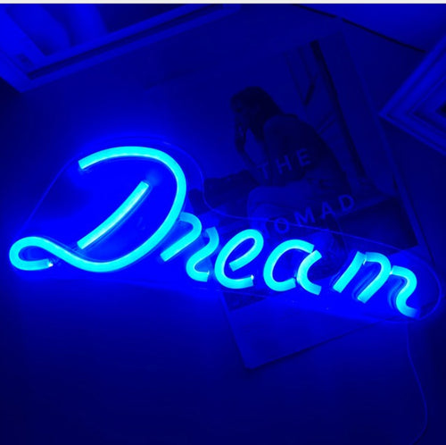 Acrylic Neon Sign Pendant Light - Dream neon sign blue | Lumafye