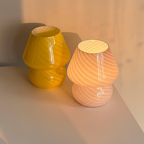Swirl Glass Mushroom Table Lamp