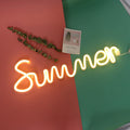 Summer Window LED Modeling Lamp - Summer neon script sign warm glow terracotta green wall botanical display | Lumafye