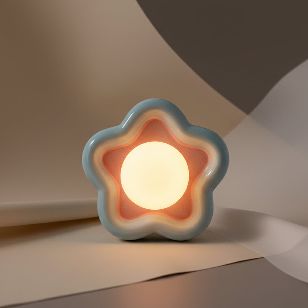 Ceramic Flower Wall Sconce - blue pink flower ceramic wall lamp warm glow | Lumafye