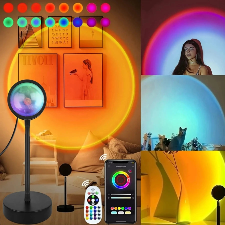 Golden Hour Sunset Projector – warm sunset glow on wall
