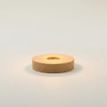 A set of round wooden LED decorative lamps shown on a white background, including two lamps with exposed internal LED circuits, a white remote control, a USB cable, and a small controller. Text at the top lists sizes 60x60x20, 80x80x20, and 100x100x20.