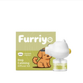 Furriyo Dog Calming Diffuser Kit box with plug-in diffuser device and refill bottle labeled Dog Calming Pheromones, on a plain white background.
